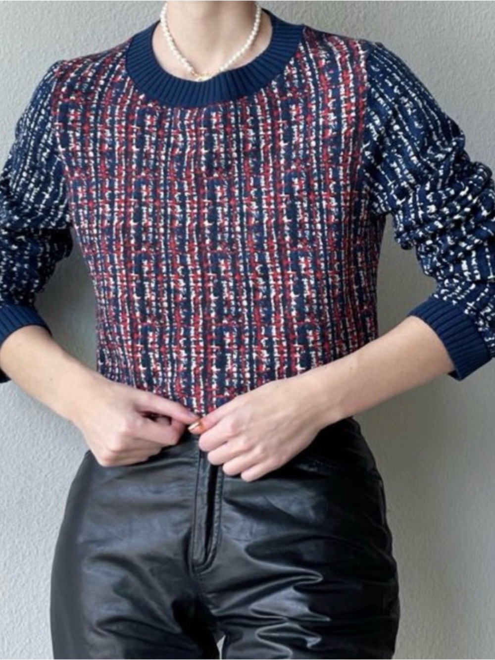 Tory Burch sweater wool plaid effect M